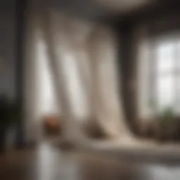 Elegant net cloth draping in a contemporary interior space
