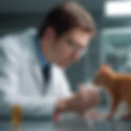 A scientist examining laboratory animals for toxicology studies
