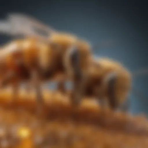 Close-up of Varroa mite on a honey bee