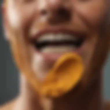 Turmeric in Natural Dental Care Solutions A conceptual image showing turmeric being used in natural dental care products