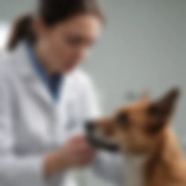 Veterinarian assessing a dog's health