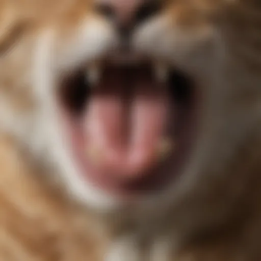 Close-up of a cat's mouth showcasing saliva