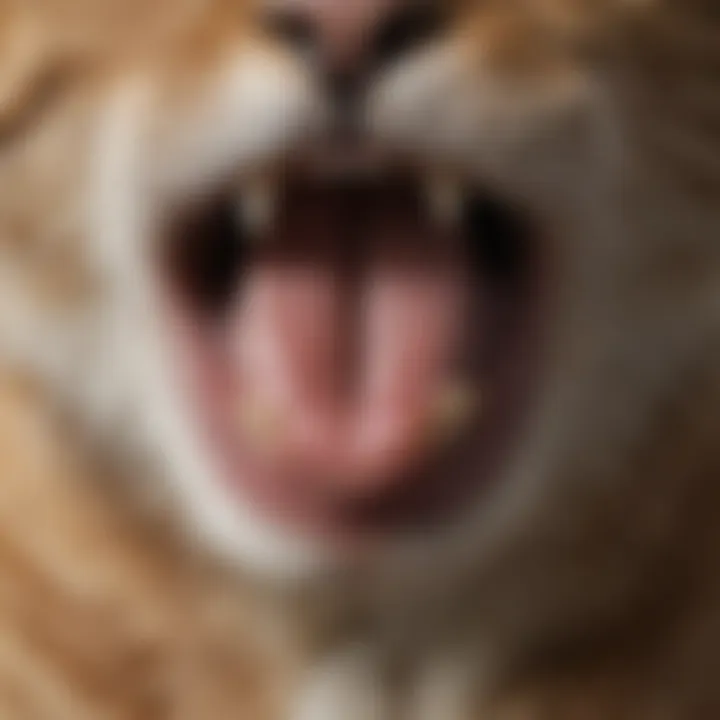 Close-up of a cat's mouth showcasing saliva