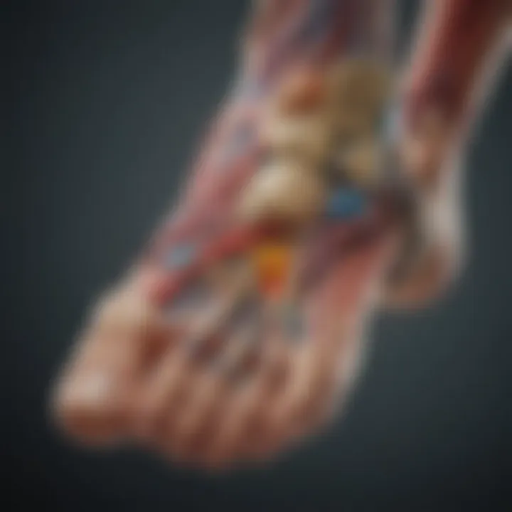 Anatomy of the foot highlighting areas affected by numbness