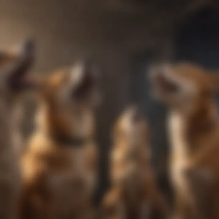 A group of dogs communicating through howling