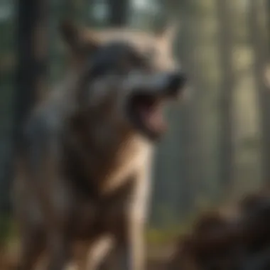 The Howling Wolf in the Wild A wild wolf howling in its natural habitat
