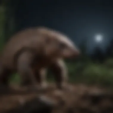 A pangolin in its natural habitat at night